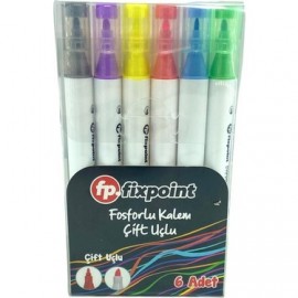 Fixpoint Fosforlu Kalem 6 Renk Çift Uçlu Kalem P-5587