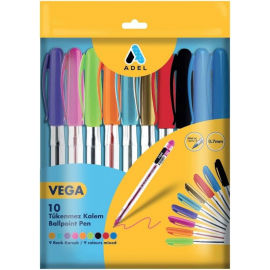 Adel Vega Tükenmez Kalem 10 Renk