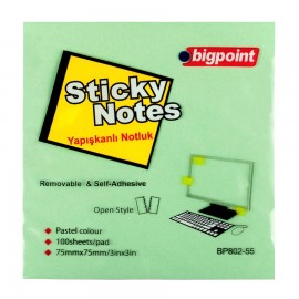 Bigpoint Yapışkanlı Not Kağıdı 75x75 mm Yeşil