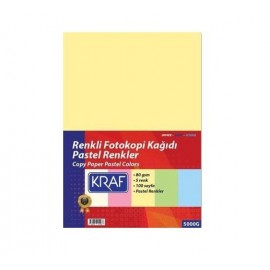 Kraf Pastel Renkli Fotokopi Kağıdı 5 Renk 80gr 100 Adet 5000G