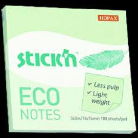 Gıpta Stickn Eco Notes 76x76mm Yapışkanlı Not Kağıdı Pastel Yeşil