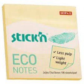 Gıpta Stickn Eco Notes 76x76mm Yapışkanlı Not Kağıdı Pastel Sarı