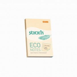 Gıpta Stickn Eco Notes 76x51mm Yapışkanlı Not Kağıdı Pastel Sarı